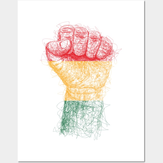 Hand fist drawing with scribble art Wall Art by KondeHipe